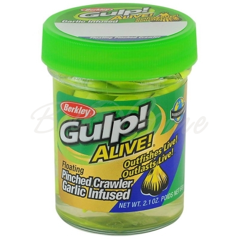 Червь BERKLEY Gulp Floating Pinched Crawler (14 шт.) цв. Chartreuse фото 2