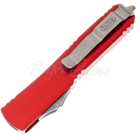 Нож автоматический MICROTECH Ultratech S/E Bohler M390, рукоять алюминий цв. Красный фото 2
