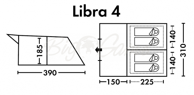 Палатка FHM Libra 4 кемпинговая цвет Синий / Серый фото 13