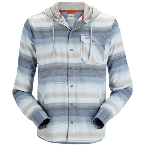 Рубашка SIMMS Santee Flannel Hoody цвет Navy / Storm / Steel Blue Stripe фото 1