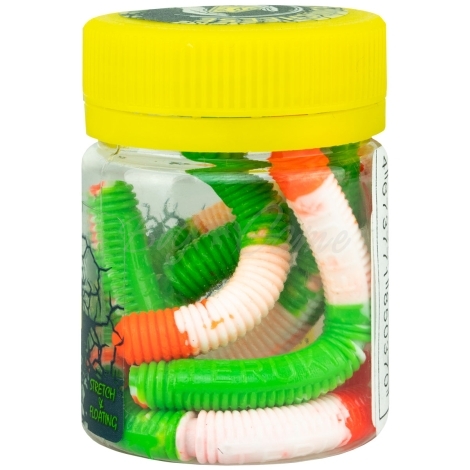 Червь TERUKI Roy 6,5 см (7 шт.) зап. сыр цв. Green/White/Orange фото 1