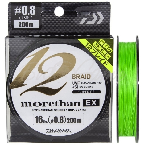 Плетенка DAIWA UVF Morethan Sensor 12 Braid EX+Si Lime green 200м #0,8 фото 1