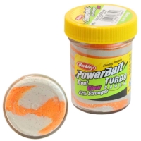 Паста форелевая BERKLEY PowerBait Turbo Dough Glow Trout Bait цв. Оранжевый / белый