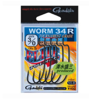 Крючок офсетный GAMAKATSU Worm-34R NS Black № 5/0 (4 шт.)