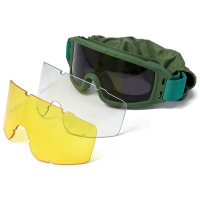 Очки баллистические SHOTTIME Puma защитная ANSI Z87.1 UV400 цв. оправы зелёный, линзы - прозрачная,желтая, серая