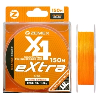 Плетенка ZEMEX Extra X4 PE 150 м цв. Оранжевый 0,09 мм