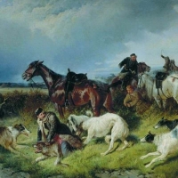 Картина Бжезовский В. «Охота на волка» по мотивам работ Н.Е. Сверчкова