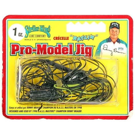 Бактейл STRIKE KING Pro-Model Jig 28 г (1 oz) цв. black chartreuse фото 1