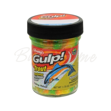 Паста форелевая BERKLEY PowerBait Gulp! Trout Dough Чеснок цв. Rainbow Candy фото 1