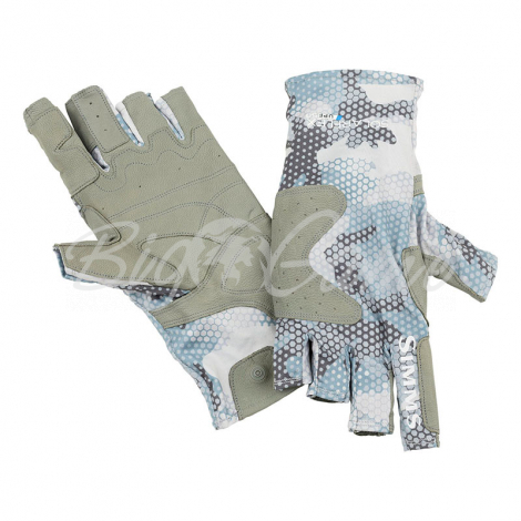 Перчатки SIMMS Solarflex Guide Glove цвет Hex Flo Camo Grey Blue фото 1