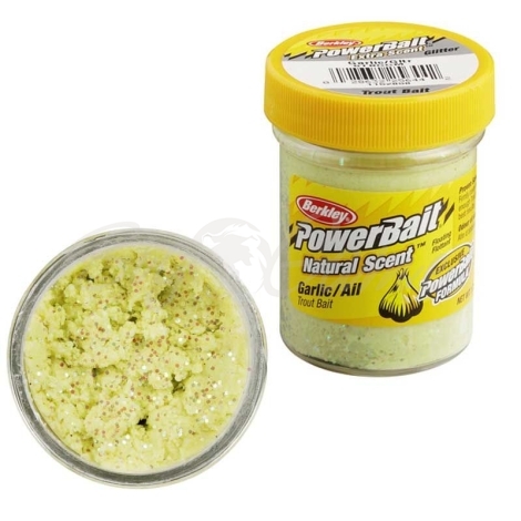 Паста BERKLEY PowerBait Natural Scent Glitter TroutBait аттр. Чеснок цв. Блестящий фото 1