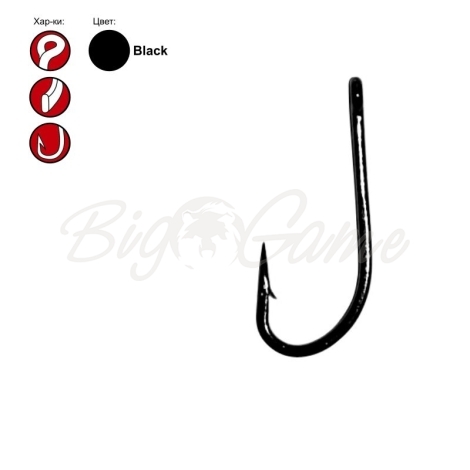 Крючок карповый GAMAKATSU G-CARP LONG SHANK (10 шт.) № 2 black фото 1