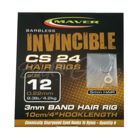 Крючок с поводком MAVER Invincible Hair Rigs CS24 кр. 16 леска 0,20 мм нагр. 3,7 кг фото 1