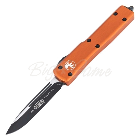 Нож автоматический MICROTECH UTX-70 S/E черный 204P рукоять оранжевый алюминй фото 1