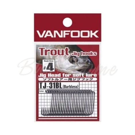 Крючок одинарный VANFOOK Trout Jig Hook TJ-31BL цв. NS Black № 6 (25 шт.) фото 1