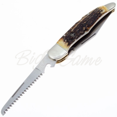 Нож складной полуавтоматический BOKER Jagdmesser Duo сталь 440C рукоять Рог оленя фото 8
