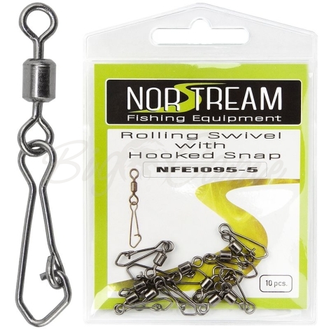 Вертлюг с карабином NORSTREAM Rolling swivel with hooked snap (10 шт.) № 5 фото 1