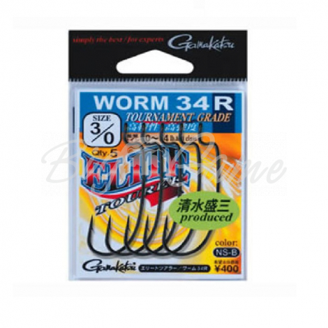 Крючок офсетный GAMAKATSU Worm-34R NS Black фото 1