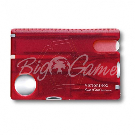 Швейцарская карточка VICTORINOX SwissCard Nailcare 13 функций цв. красный полупрозначный фото 1