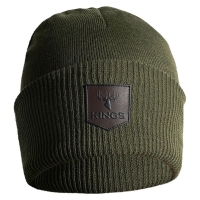 Шапка KING'S Cuffed Basic Beanie with Leather Patch цвет Olive