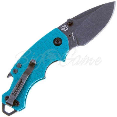 Нож складной автоматический KERSHAW Shuffle сталь 8Cr13MoV рукоять Термопластик GRN цв. Бирюзовый фото 3