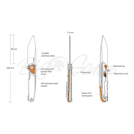 Нож складной RUIKE Knife P875-SZ цв. Серый фото 9