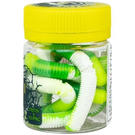 Червь TERUKI Roy 6,5 см (7 шт.) зап. сыр цв. White/Chartreuse/Green фото 1
