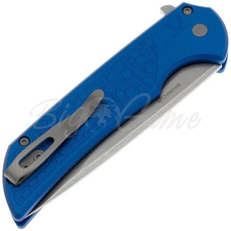 Нож складной полуавтоматический PRO-TECH Mordax Blue Gridlock сталь CPM MagnaCut рукоять Алюминий 6061-T6 цв. Синий фото 3