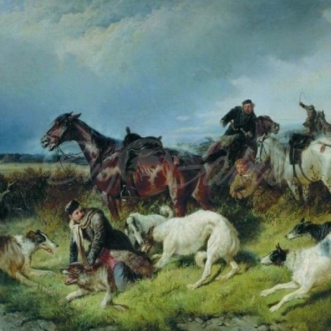 Картина Бжезовский В. «Охота на волка» по мотивам работ Н.Е. Сверчкова фото 1