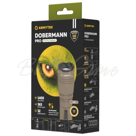 Фонарь тактический ARMYTEK Dobermann Pro Magnet USB Теплый цвет Sand фото 2