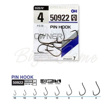 Крючок одинарный OWNER Pin Hook (8 шт.) № 6 код цв. BC фото 1