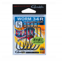 Крючок офсетный GAMAKATSU Worm-34R NS Black № 1/0 (6 шт.)