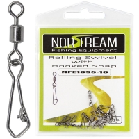 Вертлюг с карабином NORSTREAM Rolling swivel with hooked snap (10 шт.) № 10