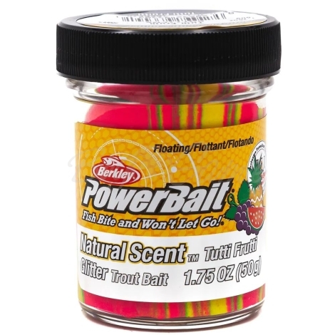 Паста форелевая BERKLEY PowerBait Natural Scent Glitter Trout Bait Fruits цв. Тутти Фрутти фото 1