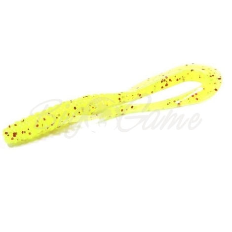 Твистер KEITECH Mad Wag Mini 3,5" (10 шт.) цв. PAL #01 Chartreuse Red Flake фото 1