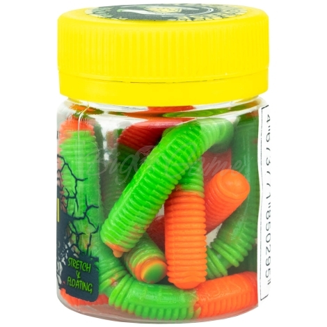 Червь TERUKI Roy 6,5 см (7 шт.) зап. сыр цв. Green/Orange фото 1