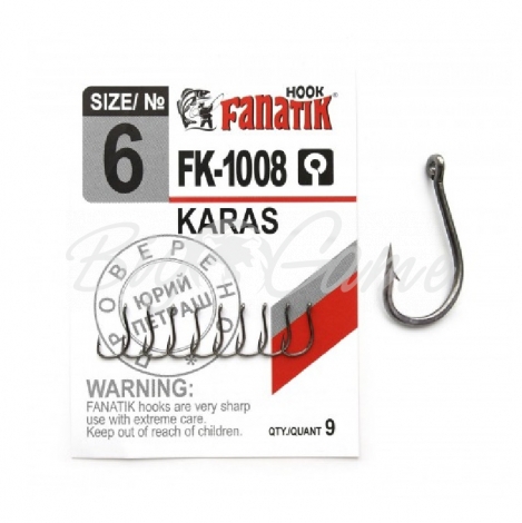 Крючок одинарный FANATIK FK-1008 Karas № 6 (9 шт.) фото 1