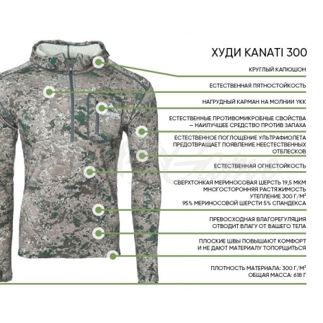 Худи SKRE Kaibab 300 Merino Hoodie цвет MTN Stealth фото 4