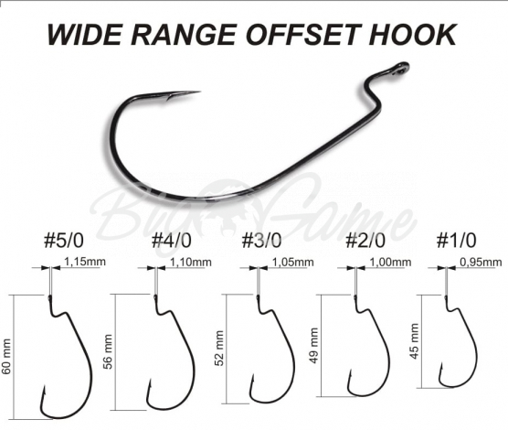 Крючок офсетный CRAZY FISH Wide Range Offset Hook № 3/0 (1000 шт.) фото 1