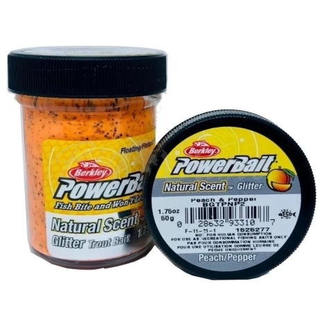 Паста форелевая BERKLEY PowerBait Natural Scent Glitter Trout Bait Fruits цв. Персик и перец фото 2