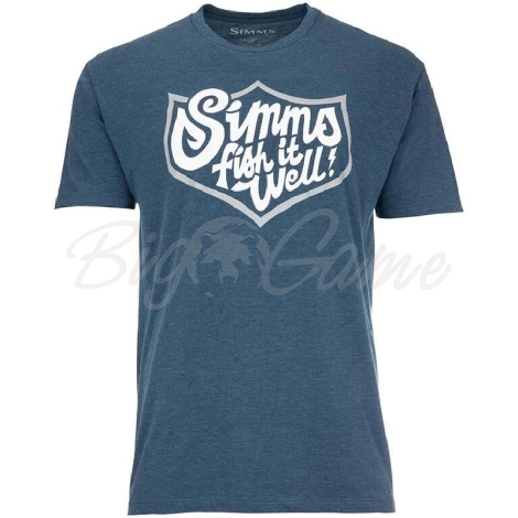 Футболка SIMMS Fish It Well Badge T-Shirt цвет Sailor Blue Heather фото 1