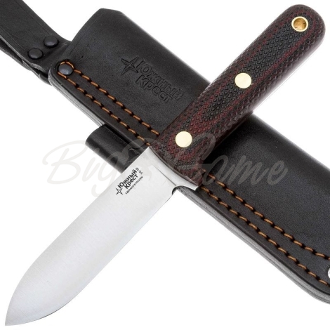 Нож ЮЖНЫЙ КРЕСТ Кефарт mini конвекс Сталь VG10 рукоять Микарта красно-черная/насечка фото 4