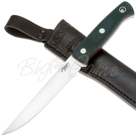 Нож ЮЖНЫЙ КРЕСТ Рыбацкий L Сталь VG10 рукоять Микарта изумруд/насечка фото 4
