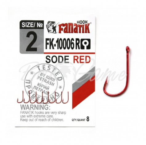 Крючок одинарный FANATIK FK-10006 Sode Red № 2 (8 шт.) фото 1