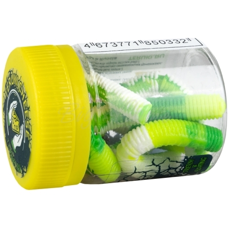 Червь TERUKI Roy 6,5 см (7 шт.) зап. сыр цв. White/Chartreuse/Green фото 2