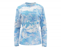 Термокофта SIMMS Solarflex LS Crewneck - Print цвет Cloud Camo Blue