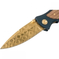 Нож складной BOKER Tirpitz-Damascus Gold дамасская сталь рукоять Алюминий цв. Коричневый превью 2