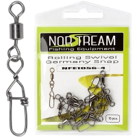 Вертлюг с карабином NORSTREAM Rolling swivel Germany snap (10 шт.) № 4