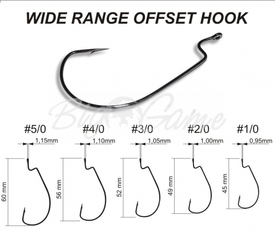Крючок офсетный CRAZY FISH Wide Range Offset Hook № 4/0 (1000 шт.) фото 1