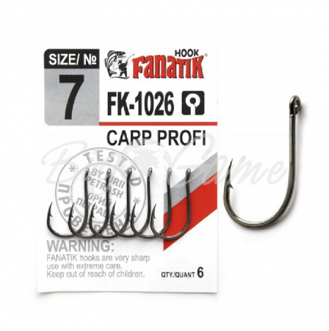 Крючок одинарный FANATIK FK-1026 Carp Profi № 7 (6 шт.) фото 1